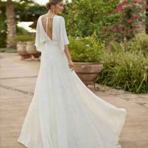 Combinaison blanche femme mariage dos nu jupe fluide longue