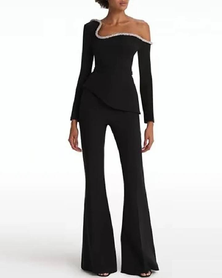 Combinaison noire femme habillée - Vue 3 - CombiCérémonie