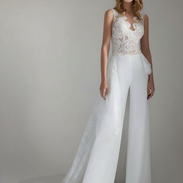 Combi pantalon blanche mariage