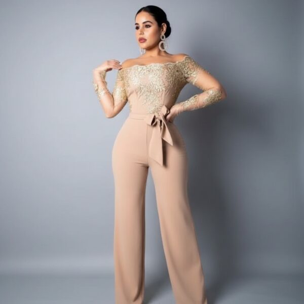 Combinaison beige mariage femme