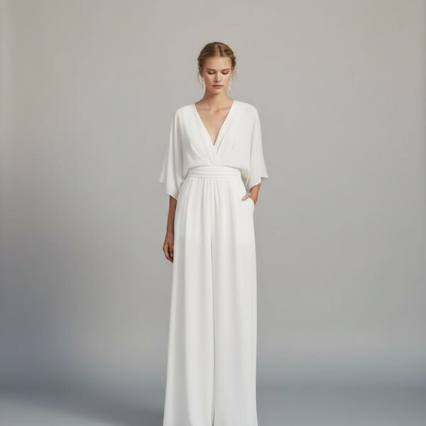 Combinaison Blanche Fluide cérémonie femme