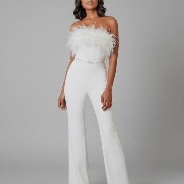 Combinaison Blanche Plume cérémonie femme