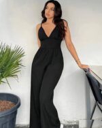 Combinaison fluide noire femme - CombiCérémonie