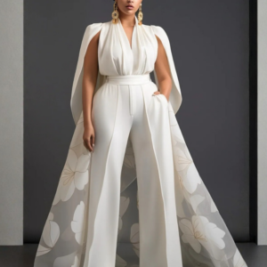 Combinaison grande taille mariage avec traine - CombiCérémonie