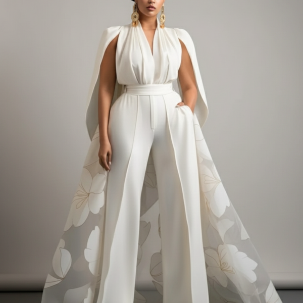 Combinaison grande taille mariage avec traine