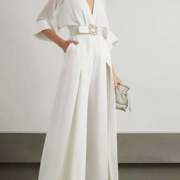 Combinaison pantalon blanche cérémonie femme