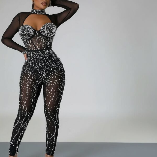 Combinaison pantalon soiree noire
