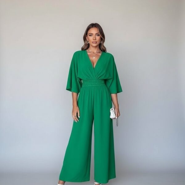 Combinaison verte fluide cérémonie femme