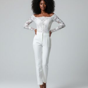 Combinaison blanche dentelle mariage   CombiCeremonie