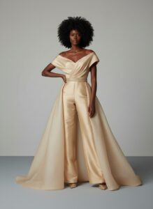 Combinaison beige mariage femme champagne