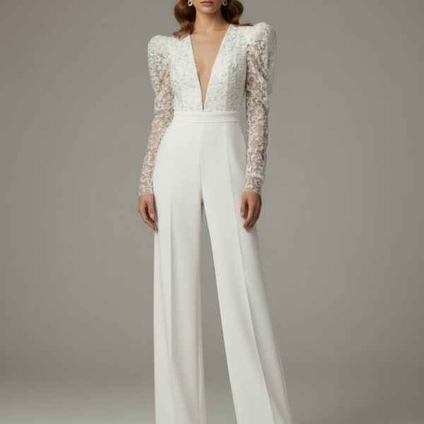 Combinaison femme chic mariage manche longue