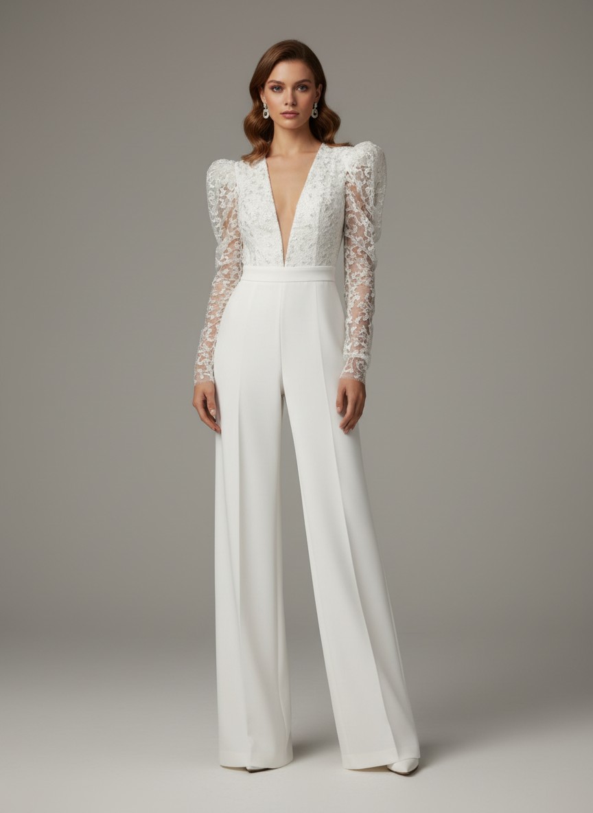 Combinaison femme chic mariage manche longue CombiCeremonie