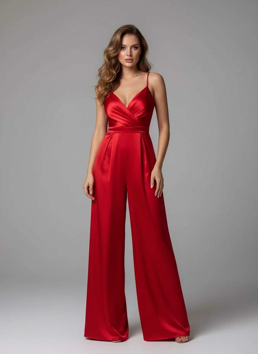 Combinaison fluide rouge femme CombiCeremonie