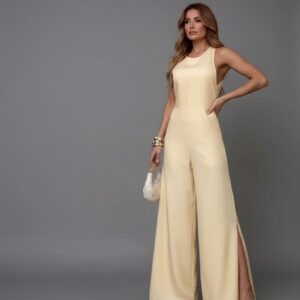 Combinaison jaune pastel cérémonie femme   CombiCeremonie