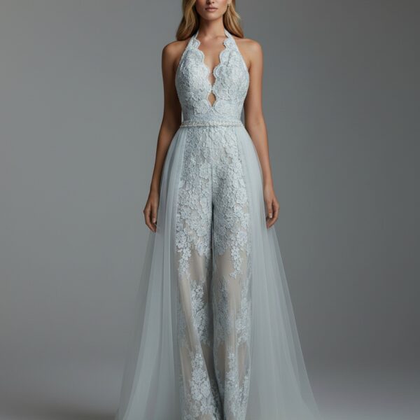 Combinaison mariée avec traîne