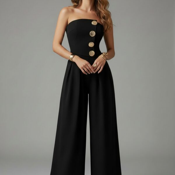 Combinaison noir bustier femme