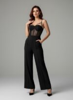 Combinaison noire fine bretelle   CombiCeremonie