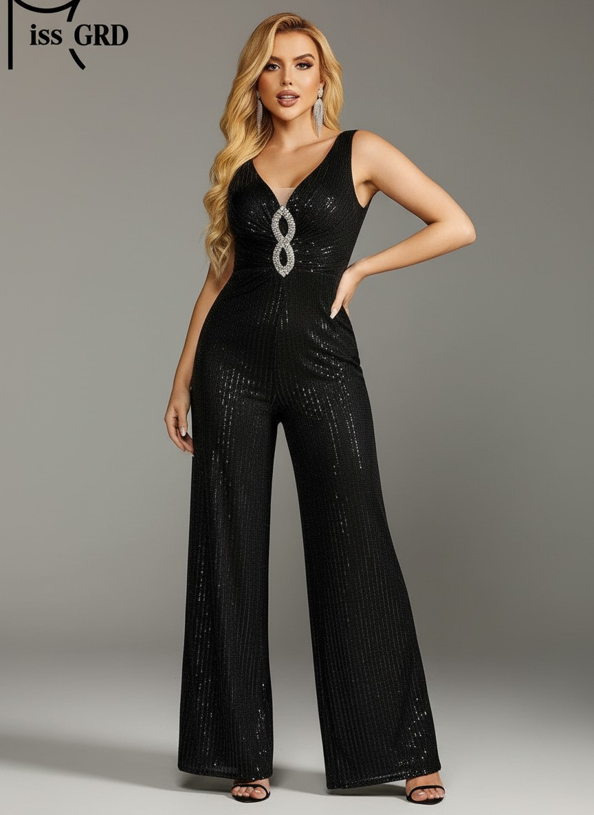 Combinaison noire paillette femme CombiCeremonie