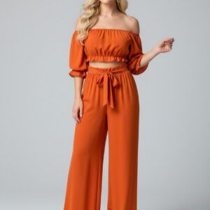 Combinaison Pantalon Femme Chic Décolleté Volant   CombiCeremonie