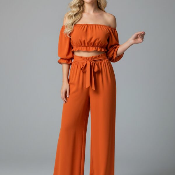 Combinaison Pantalon Femme Chic Décolleté Volant