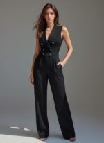 Combinaison Smoking Femme Noire   CombiCeremonie